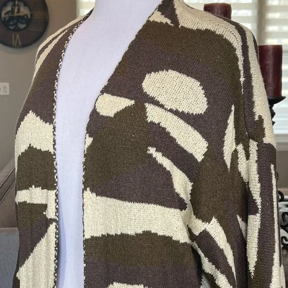 Miss Me Blend In Camo Kimono Oversized Cardigan Sweater S Long Duster Open Front - Picture 7 of 12